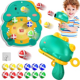 Kids Shooting Toys for 3 4 5 6 7 8 Years Old Boys Girls,Dinosaur Kids Blaster Gun Outdoor/Indoor Games Dart Board Toys with 12 Sticky Balls,Birthday Easter for Kids.