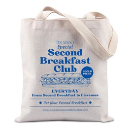 FUNYSO LOTR Inspired Gift Second Breakfast Club Gift Book Lovers Literature Gift Middle Earth Bookish Tote Bag (second breakfast UK)