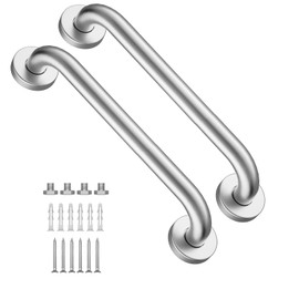 Stainless Steel Shower Grab Bar,ZUEXT Shower Handle, Bathroom Balance Bar - Safety Hand Rail Support - Handicap, Elderly, Injury, Senior Assist Bath Handle (12 Inch Satin Brushed Nickel)