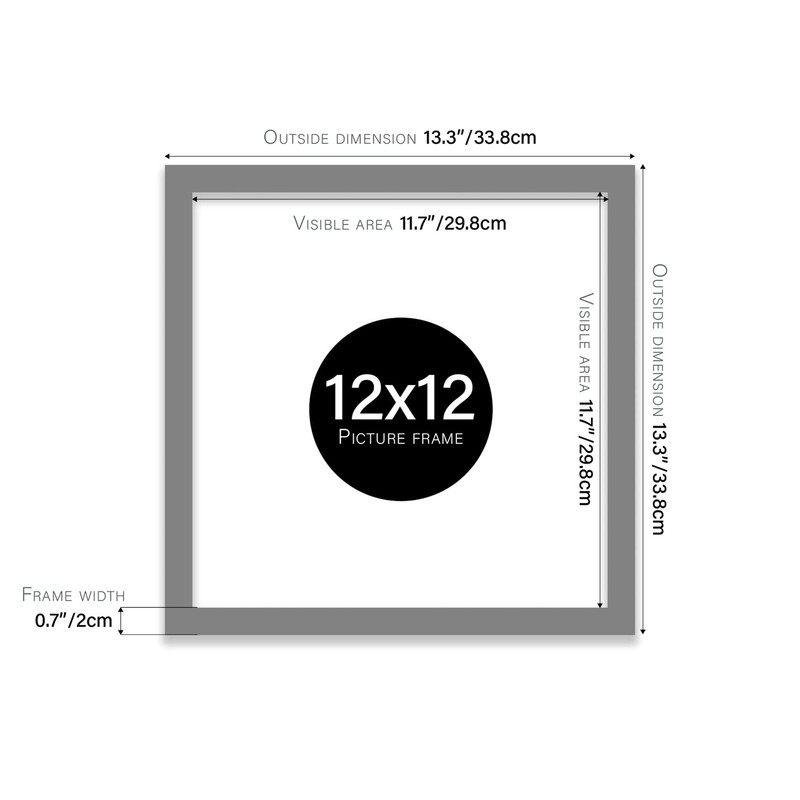 Grey 12-Inch Vinyl Record Picture Frame for LP Album Covers