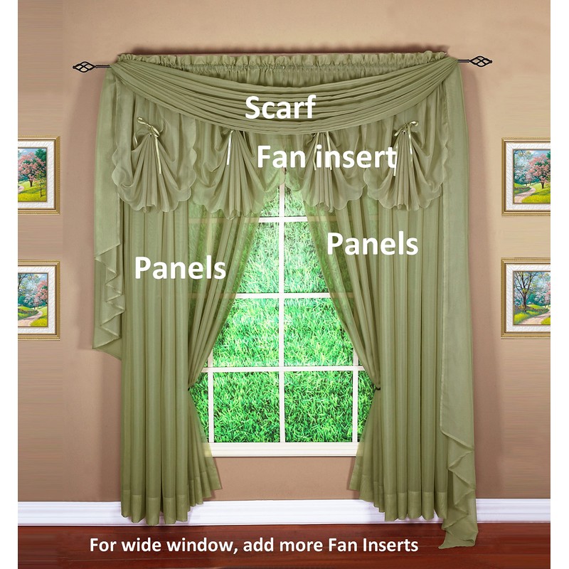 Today's Curtain Emelia Original Voile Panel 90", Dusty Leaf, 60"