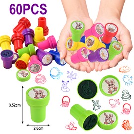 Faburo Pack of 60 Stamps Easter, Easter Gifts Children's Set, Easter Stamp as Small Easter Gifts for Children, Colourful Stamp Set for Easter Decoration, Souvenir Children's Birthday Party