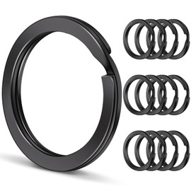 20 Pcs Keyrings 25 mm, Caianwin Flat Black Split Rings Metal Key Ring Hoop for Car Keys Organization Making Crafting and DIY