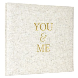 MCS You & Me Linen with Gold Embroidery Photo Album, Ivory