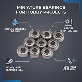 Shielded Miniature Ball Bearings 3x8x4mm Carbon Steel