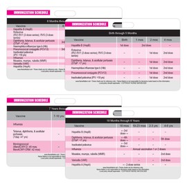 Immunization (Vaccination) Schedule Horizontal Badge Cards - Excellent Resource for Nurses, Nursing Clinicals, and RN Students - Great Nursing School Supplies and Accessories