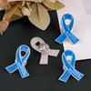 WANDIC 50 Pcs Blue Ribbon Metal Pins, Memorial Ribbon Alloy