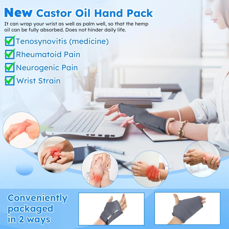 Qupite Castor Oil Pack Wrap,10 pcs Reusable Organic Castor Oil