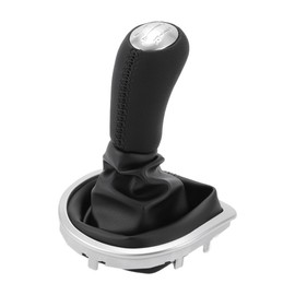TUCKBOLD 5 Speed Manual Gear Shift Knob with Cover for Renault Clio | Automotive Gearbox Stick Shifter Lever Knob Black Silver Tone Plastic Faux Leather 1 Pcs