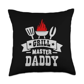 Barbecue Grill Daddy BBQ Master Smoker Chef Dad Griller Throw Pillow