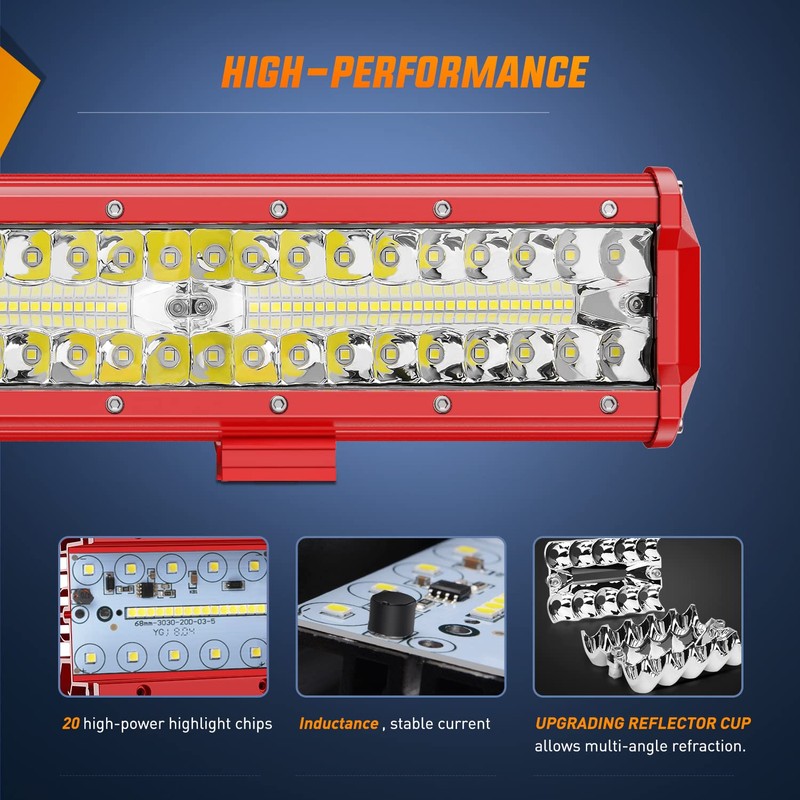 Nilight LED Bar 12 Inch Triple Row Spot Flood Combo