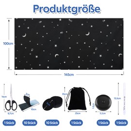 Scettar Blackout Fabric Sets, Blackout Roller Blind No Drilling, Portable Roof Window Blackout Fabric, Window Blackout Sun Protection Curtains with Thermal Insulation Layer (100 x 145-B)