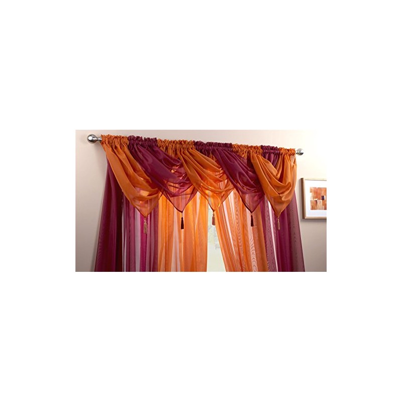 Supplied by Maple Textiles Luxury Voile Tasselled Swag in Maroon,