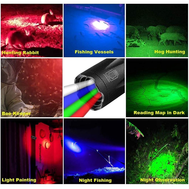 4 Color in 1 Multicolor Flashlight Rechargeable high Lumens Red