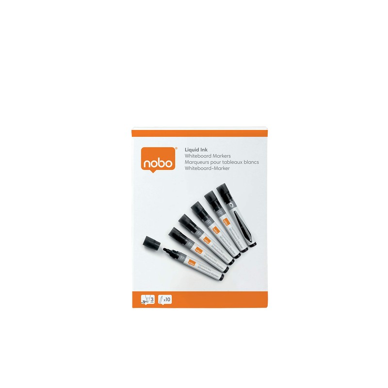 Nobo Liquid Ink Drywipe Whiteboard Pens, 3 mm Bullet Tip,