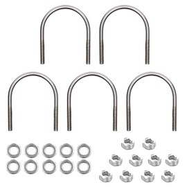 DOJA INDUSTRIAL U Bracket Screws M8 Pack of 5 Dimensions: 60 mm or 2 Inch Galvanised Steel U Thread Bolts with Nuts U Screw Bracket Metal Pipe Clamps Roof Clamp Bracket Attachment