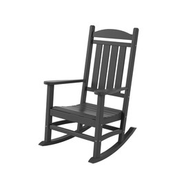 WestinTrends Malibu Outdoor Rocking Chair, All Weather Poly Lumber Adirondack Rocker Chair with High Back, 350 Lbs Support Patio Rocking Chair for Porch Deck Garden Lawn, Gray