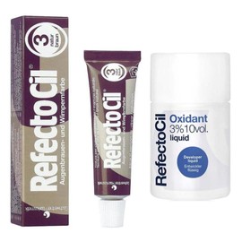 RafectoCil Cream Hair Dye Brown No. 3 (15ml) & RafectoCil Oxidant Developer Liquid 3% 10 Vol (100ml) – Professional Eyebrow & Eyelash Tint Kit – Long-Lasting Color, Gentle Formula