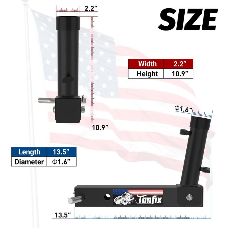 Tanfix Hitch Mount Flagpole Holder, Heavy-Duty Flag Pole Holder for
