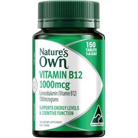 Nature's Own Vitamin B12 1000mcg Tablets 150 - Vitamin B Supports Energy Levels, Mental, Nervous System Function - Blood Cell Production - Relieves Fatigue, Maintains Vitamin B12 Within Normal Levels