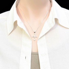 Sterling Silver Infinity Cross Necklace for Women, Christian Faith Pendant, Religious Jewelry, Inspirational Gift for Wife, Daughter, Teen Baptism or Confirmation Necklace, Bible Verse Necklace (18 inches + 2-inch extender)