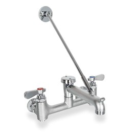 Phivan Commercial Mop Sink Faucet with Vacuum Breaker, Wall Mount Service Sink Faucet, 8 Inch Adjustable Center, Pail Hook, Heavy-Duty Brass Utility Sink Faucet for Restaurant/Garage/Industrial