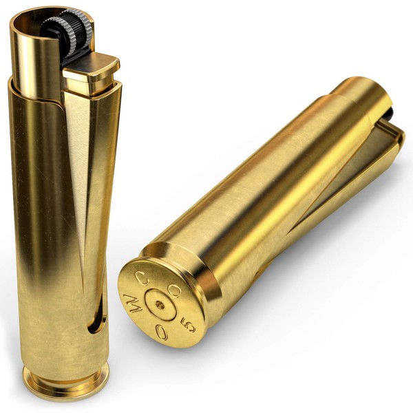 50 Cal BMG Clipper Refillable Adjustable Lighter - 50 BMG Casing Enclosure Case - Solid Brass