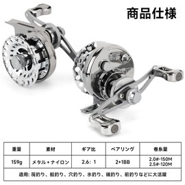 Sanrike Raft Reel, Chinu Reel, Raft Fishing, All Metal, Drop In, Gear Ratio, 3.6:1, Right Winding, Drag Force, 11.0 lbs (5 kg), Squid Reel, Casserole Fishing, Ice Fishing (Metal Plating/Right Winder)