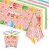 Xinvery 2PCS Happy Easter Tablecloth,Pink Easter Party Tablecloth Bunny Egg
