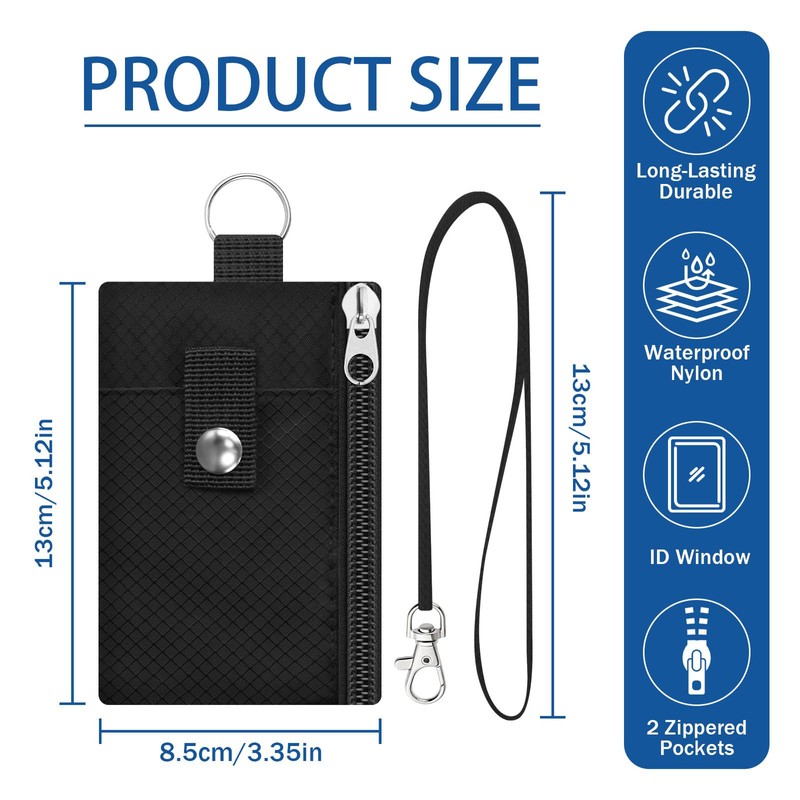 Small Neck Wallet, Water Resistant Lightweight Badge Holder with ID