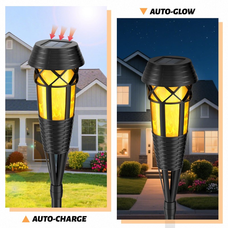 Evelynsun Flickering Flames Torch Light Solar Garden Lights Waterproof Landscape