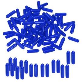 PATIKIL Round Rubber End Caps 3mm ID, 100pcs Rubber Bolt Cover Cap Vinyl Rubber Flexible Screw Thread Protector for Metal Tube Rod Bolts, Blue