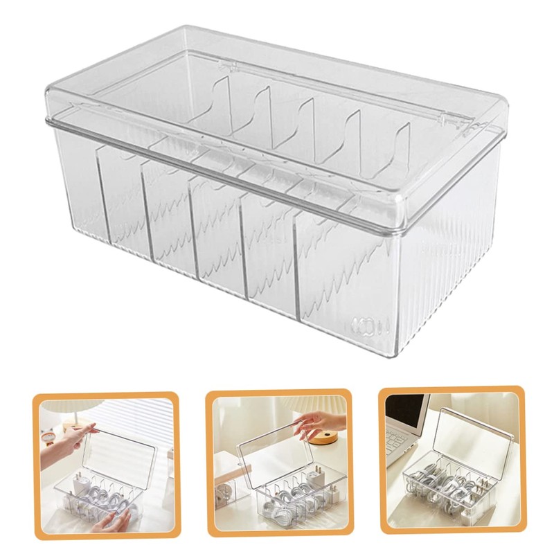 LABRIMP Cable Storage Organizer Box Transparent Dustproof and Moisture Multi