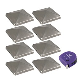 vasalat Post Cap 7 x 7 cm – Post Cover Caps – Post Cover Made of Rustproof Stainless Steel Including Screws – Pack of 8