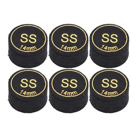 6pcs Pool Cue Tips Professional Multi Layers Billiard Pool Cue Tips Replacement for Pool Cues and Snooker 14mm SS