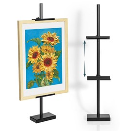 Baemin Weighted Base Tabletop Easel (Metal Easels for Display) (29" H Adjustable) Stable Frame Holder for Artwork & Photo Frames, Black