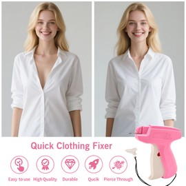 Stitch Gun,Handheld Stitch Tag Gun - Mini Sewing Kit Micro Tagging Gun,Quick Clothing Fixer,Sewing Tool Kits with 6 Needles,1000 Black & 1000 White 5mm Mini Fasteners (Rose Red)