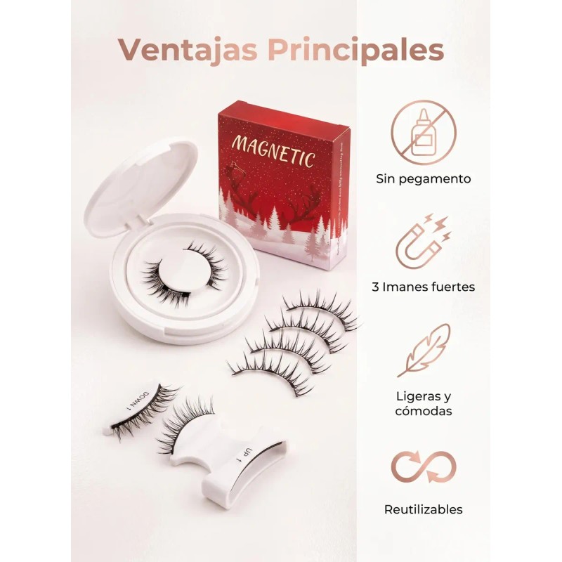 Kit De Pestañas Magnéticas Con 2 Pares De Pestañas Natural