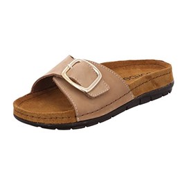 Rohde Rodigo-D 5875 Women's Leather Mules with Velcro Fastening Memory Footbed, beige