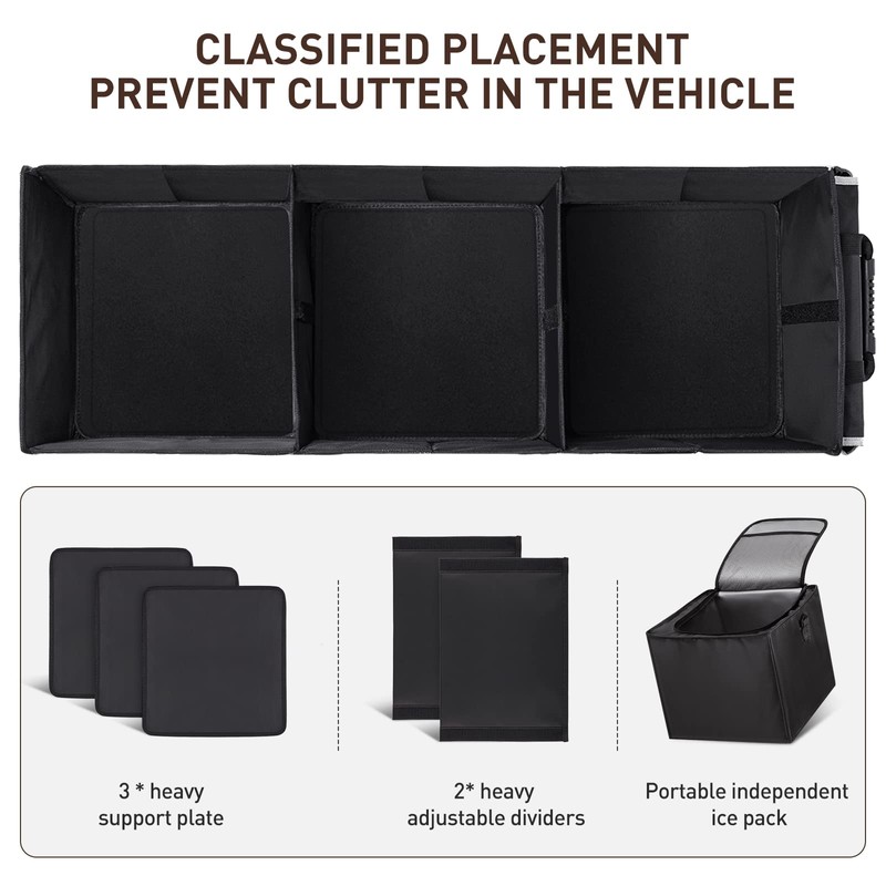 HIRALIY 4 in 1 Car Trunk Storage Organizer with Leakproof
