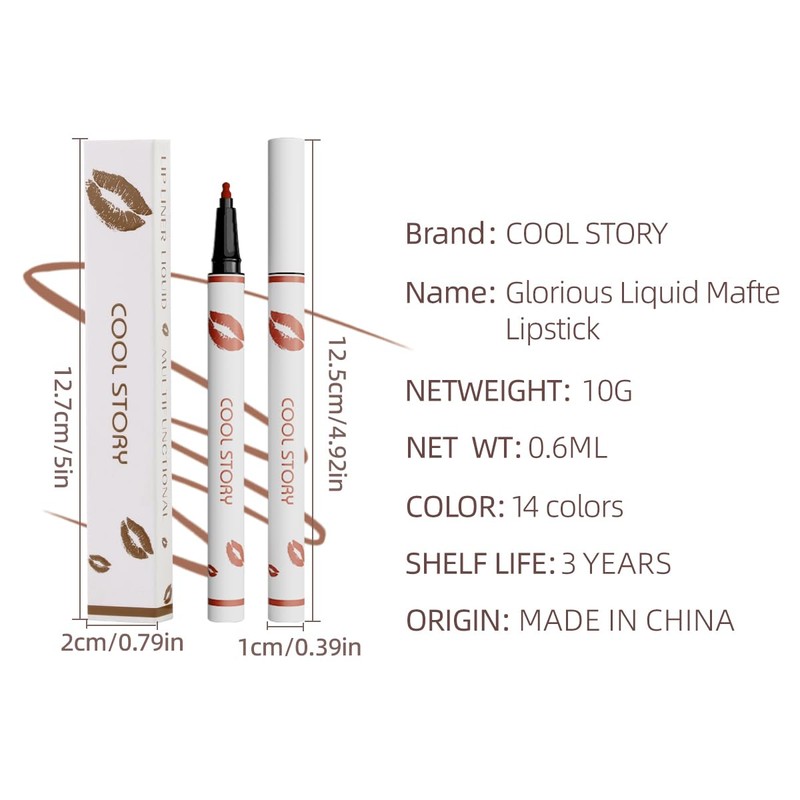 Matte Lip Liner Pencil - Waterproof, Non-Fading, Long-Lasting Plump Effect