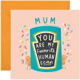 Old English Co. You Are My Favourite Human Bean Card - Funny Cute Word Play Card for Him or Her | Humour Funny for Men, Women, Family and Friends | Blank Inside & Envelope Included (Mum)