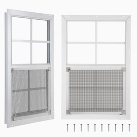 ZHULI 18"×27" Shed Window 2 Pack, Aluminum Replacement Window Outdoor, Household Shed Windows with Tempered Glass and Metal Screen, for Outside Shed Basement Greenhouse Barn Garage Cabin