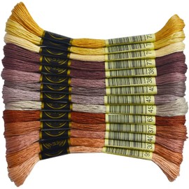 14 Skeins Rainbow Color Embroidery Floss- Cross Stitch Threads - Friendship Bracelets Floss - Crafts Floss, Light Desert Sand Gradient