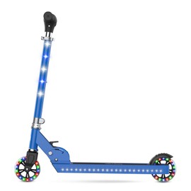 Jetson Jetson Scooters - Jupiter Kick Scooter (Blue) - Collapsible Portable Kids Push Scooter - Lightweight Folding Design with High Visibility RGB Light Up LEDs on Stem, Wheels, and Deck