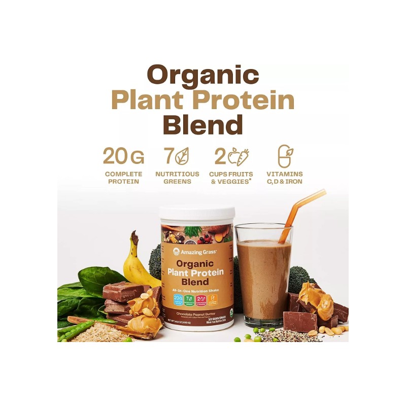 Amazing Grass Organic Plant Protein - NO SUGAR -18 Serv-