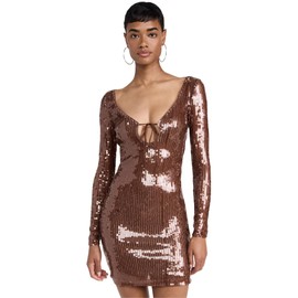 Bardot Women's Verona Sequin Mini Dress, Chocolate, Brown, Metallic, 6
