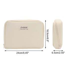 Big Capacity Pencil Case Large Capacity Canvas Pencil Pouch pencil case organizer Pen Pouch Adult Office School Teen Girl Boy (White)