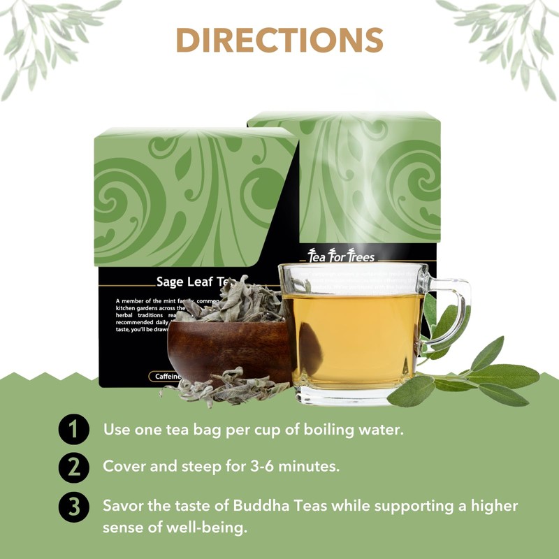Buddha Teas - Organic Sage Leaf Tea - Herbal Tea