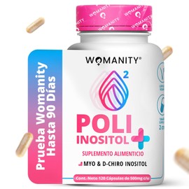 Myo Inositol y D-Chiro Inositol | Mezcla 40:1 | 120 Cápsulas 500mg | Ingredientes Naturales | Sin Rellenos ni Alérgenos | Formulado por Doctoras | Vegano y Keto Friendly | Garantía de Pureza Womanity
